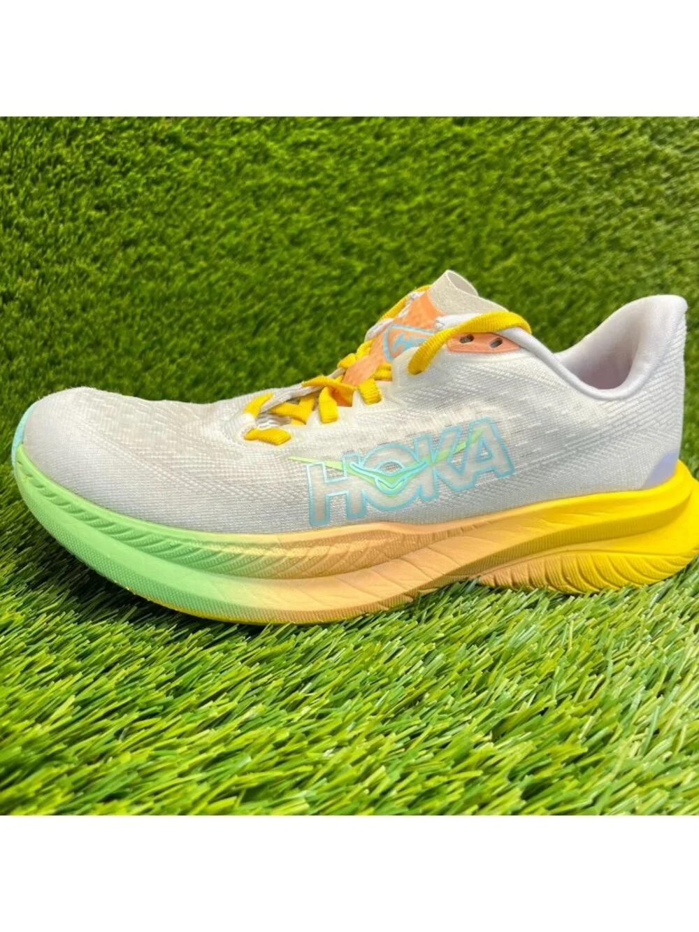 Hoka One One Mach 6 Womens Size 6.5 Gray Yellow Athletic Running Shoes Sneakers_4